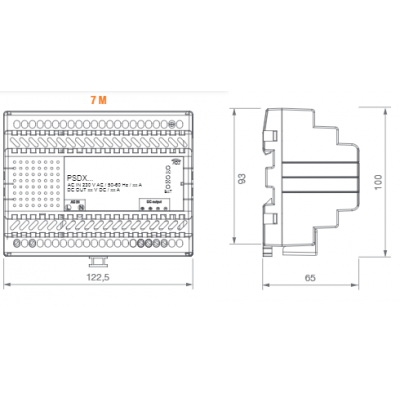 Dimension grande alimentation industrielle 220V  12VDC 8,4 A