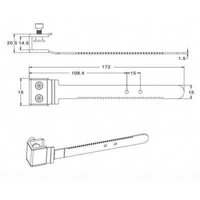 Dimension crémaillère de l'abiolock crémaillère fixation sans troue