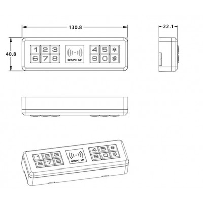 Dimensions  de serrure de porte en verre coulissante Abiolock crémaillère